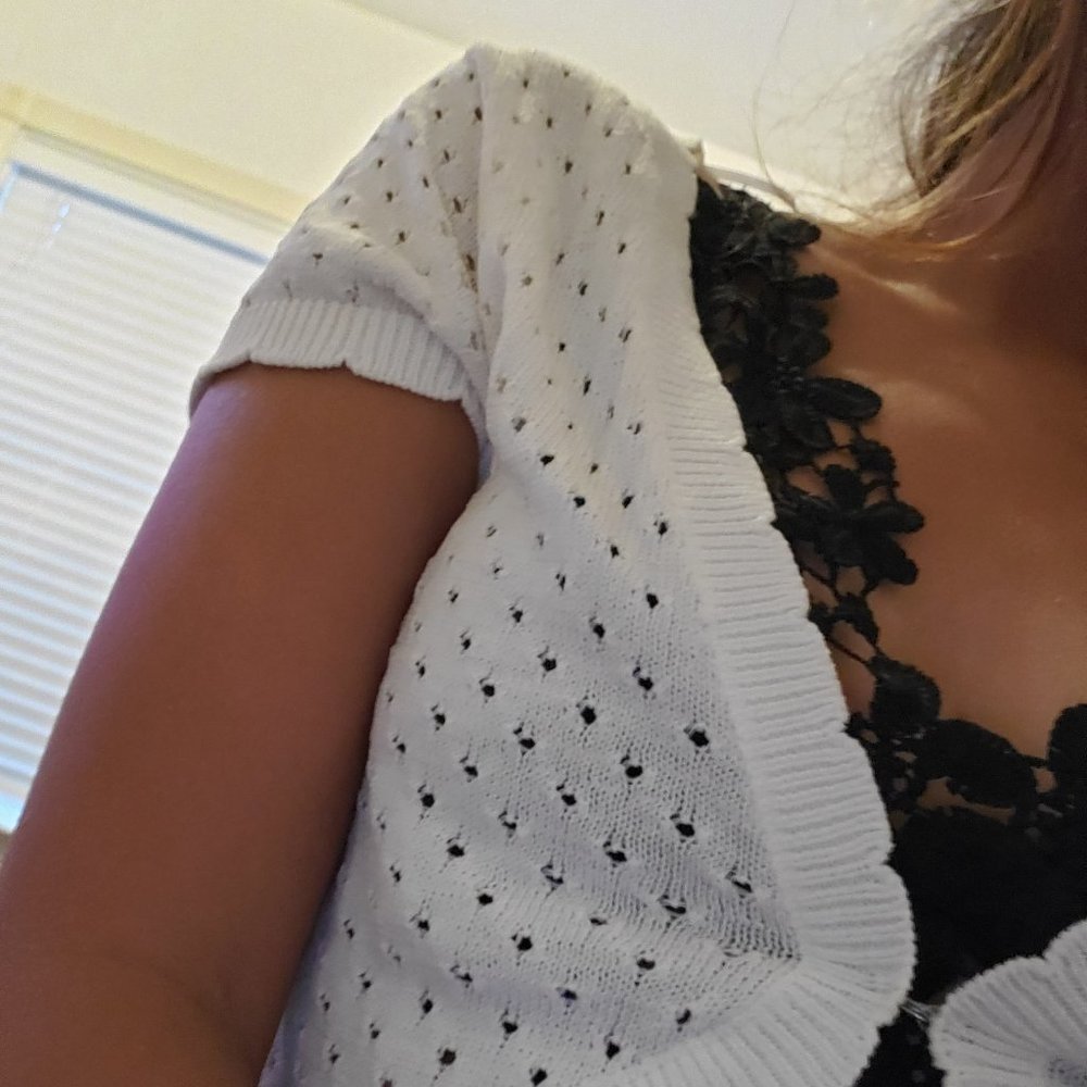 White Short Sleeve Cardigan